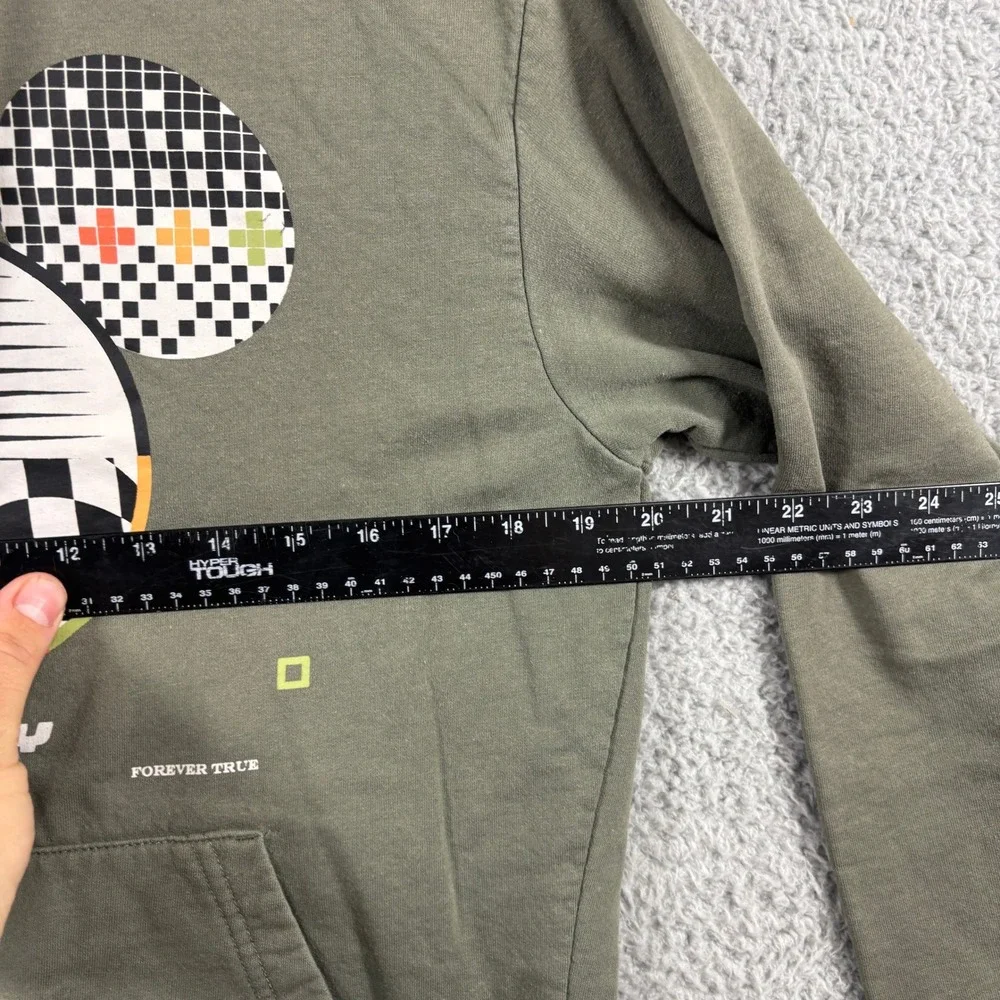 Disney Mickey Mouse Mens Small Olive Green‎ Geometric Graphic Pullover Hoodie S